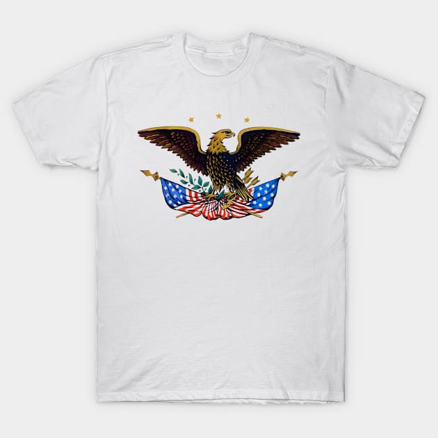 Vintage Patriotic American Eagle T-Shirt by Desert Owl Designs